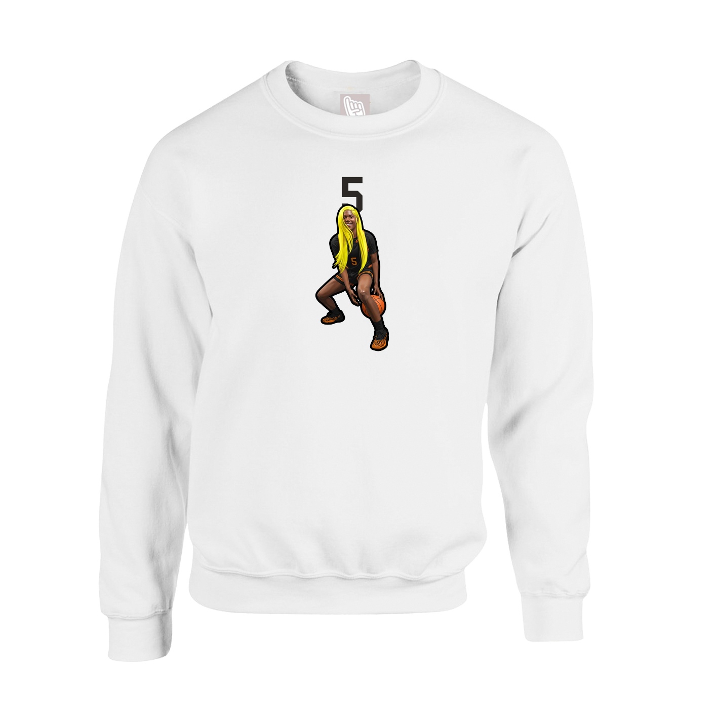 Fleece Crew — Number Top in White