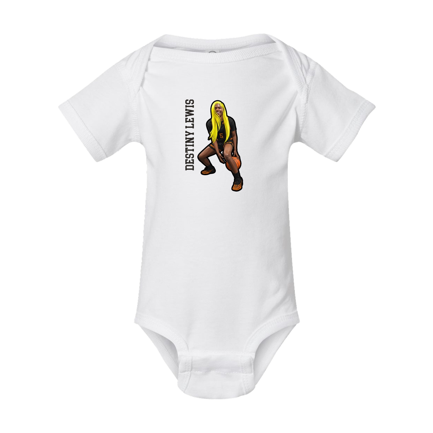 Baby Onesie — Name Vertical in White