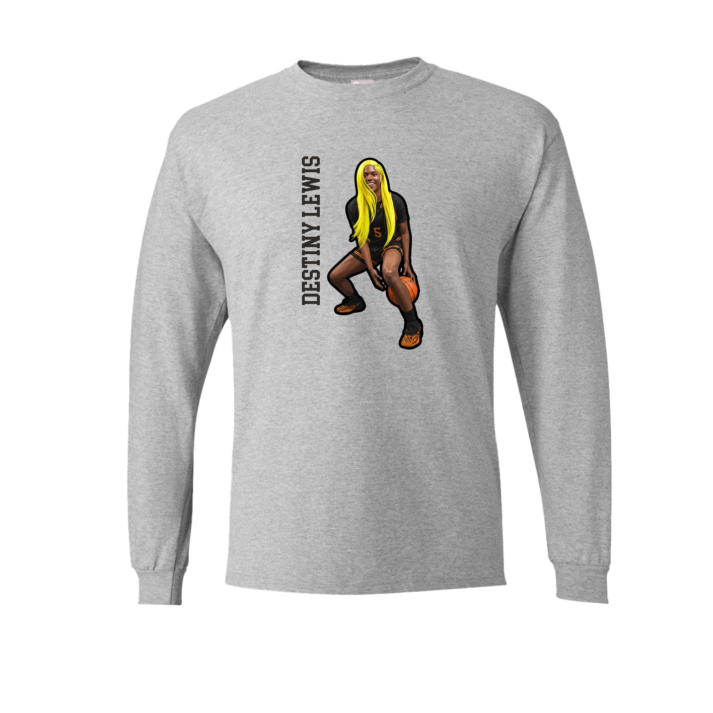 Long Sleeve Tee — Name Vertical in Grey