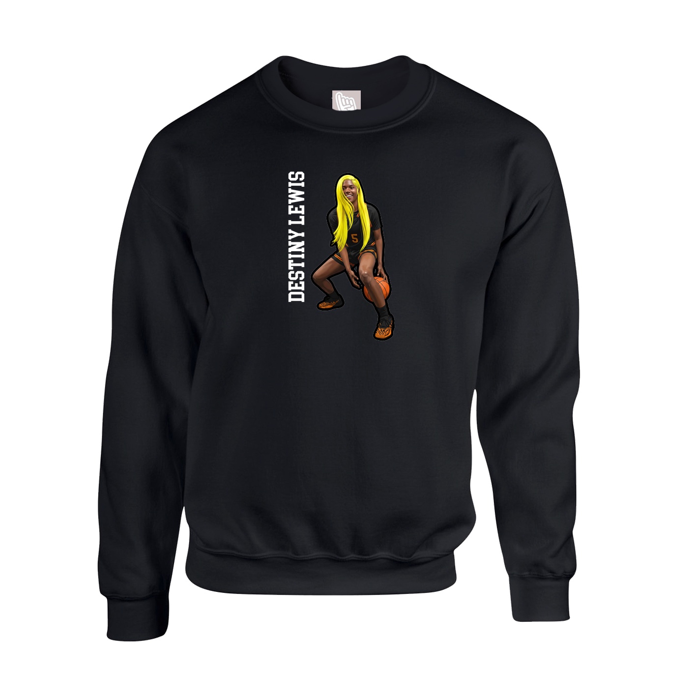 Fleece Crew — Name Vertical in Black