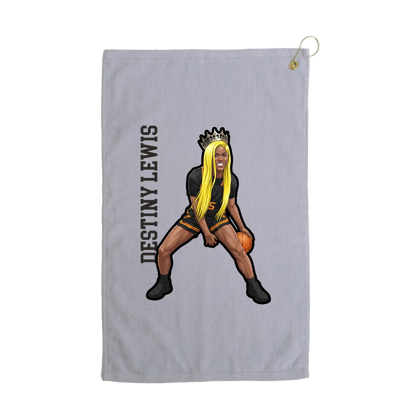 Golf Towel — Name Vertical in Grey