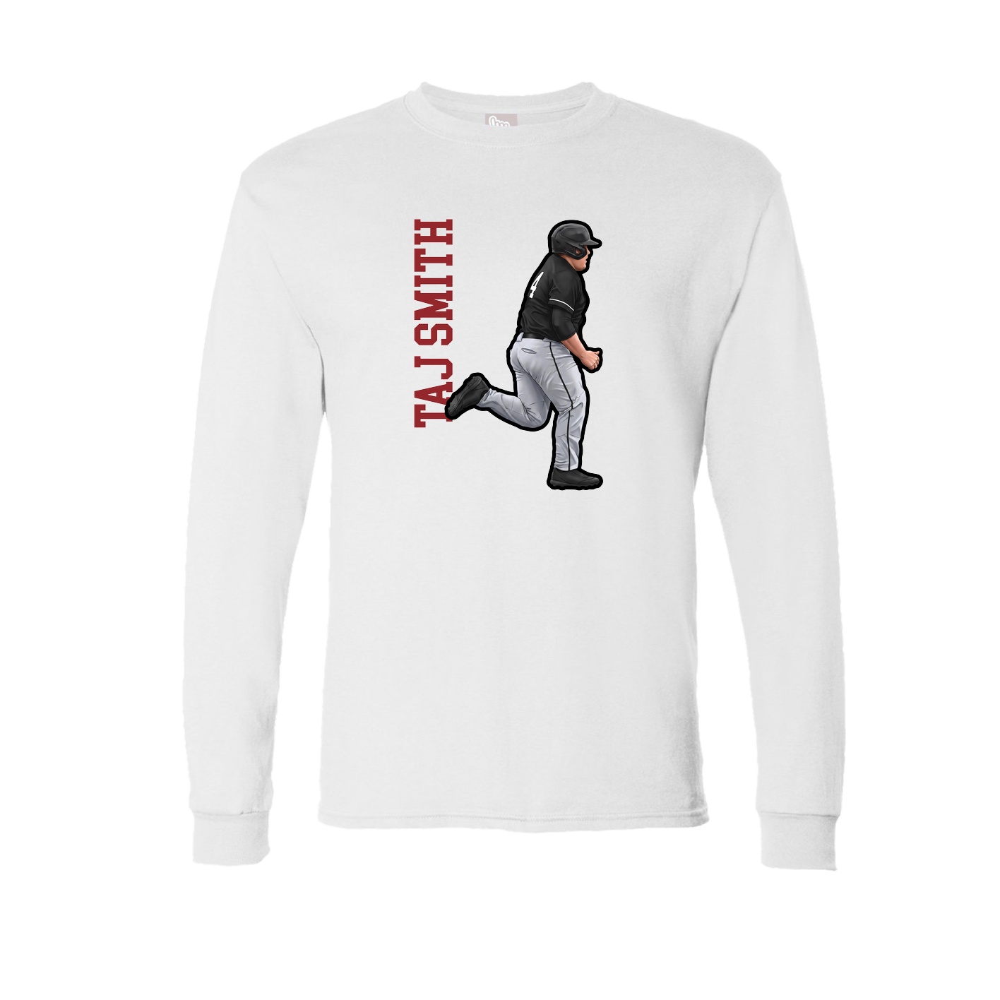 Long Sleeve Tee — Name Vertical in White