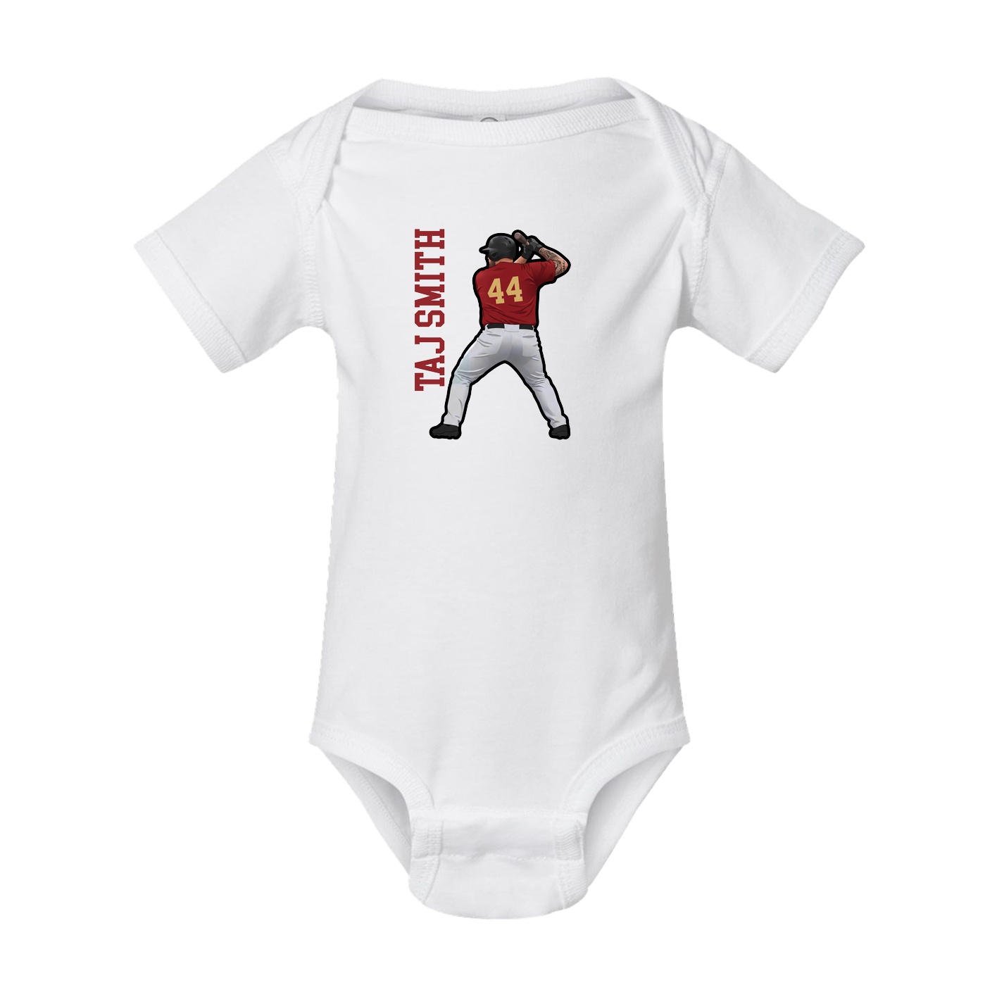 Baby Onesie — Name Vertical in White