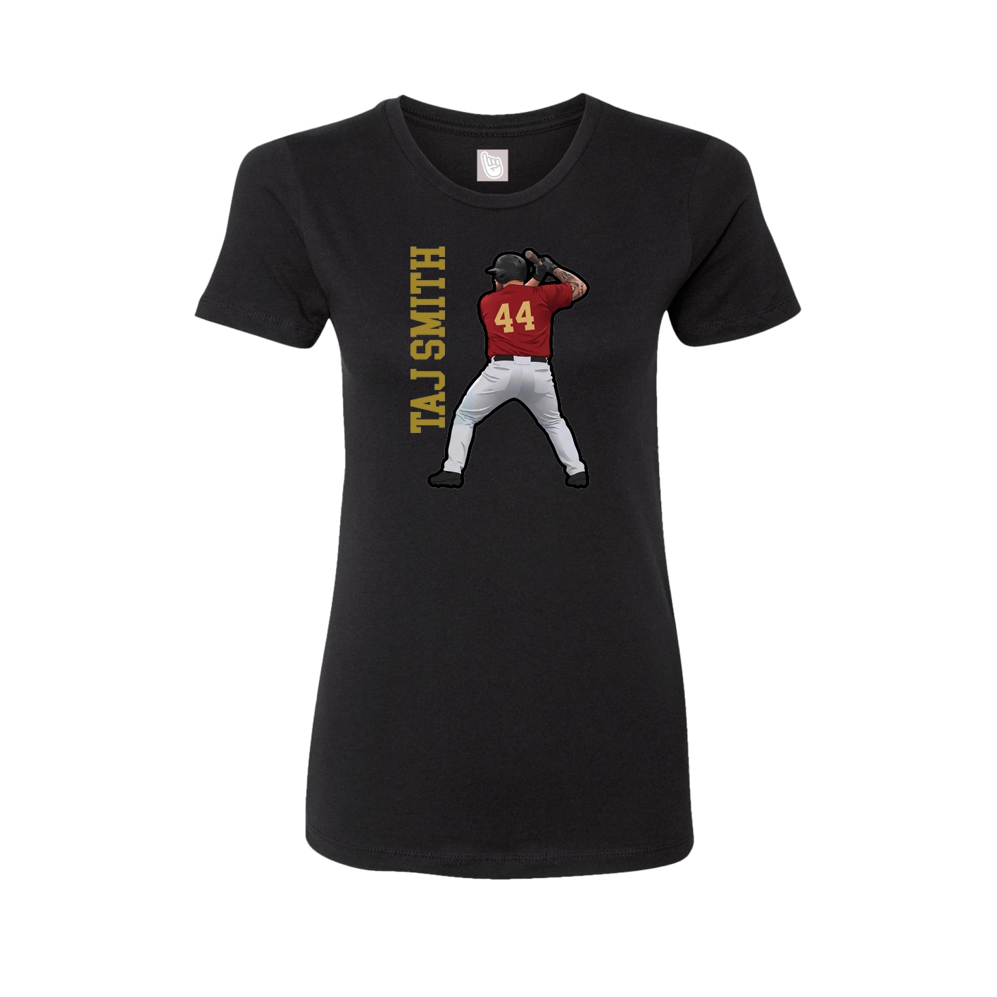 Fitted Women's Tee — Name Vertical in Black
