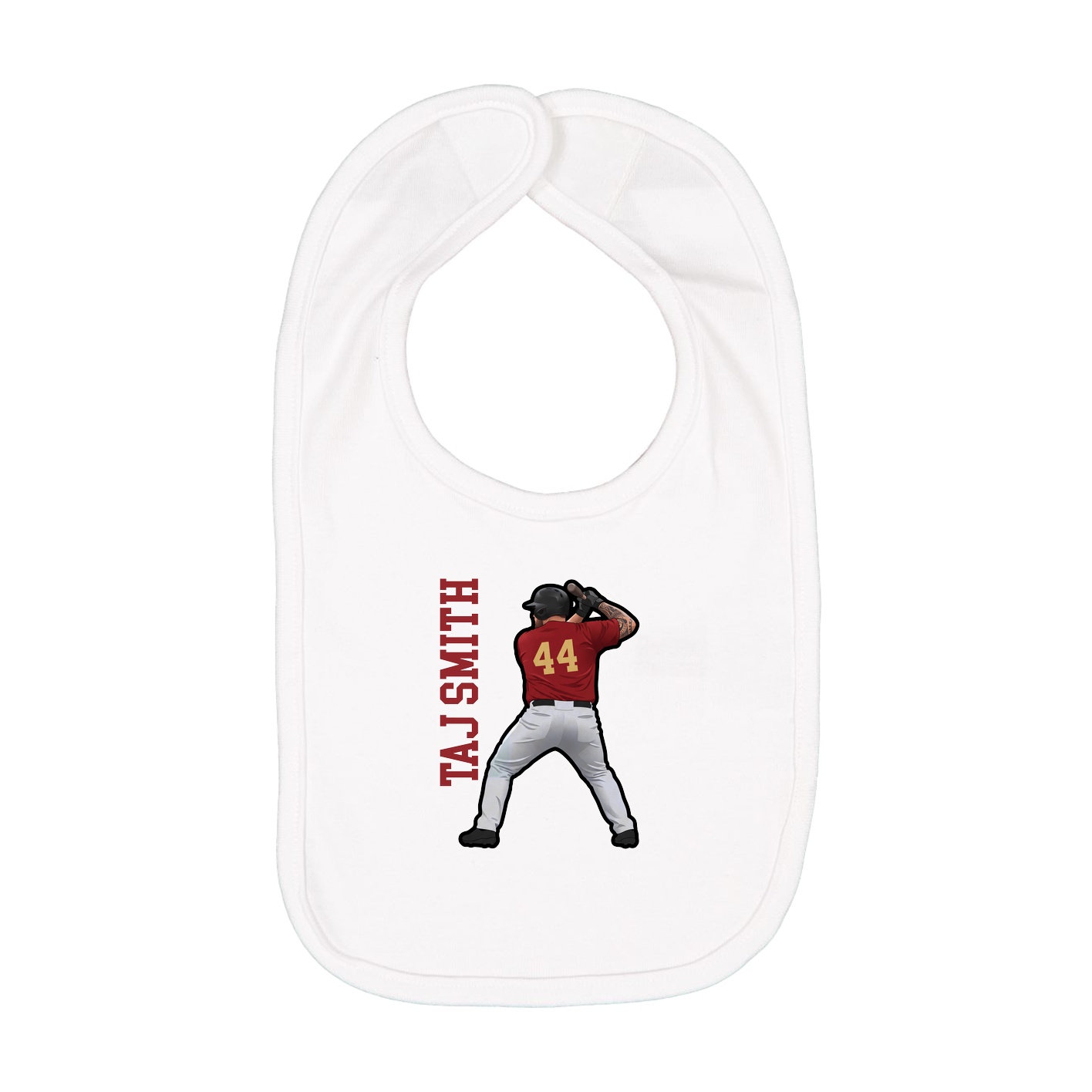 Infant Bib — Name Vertical in White