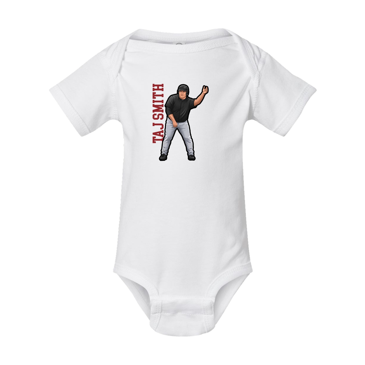 Baby Onesie — Name Vertical in White