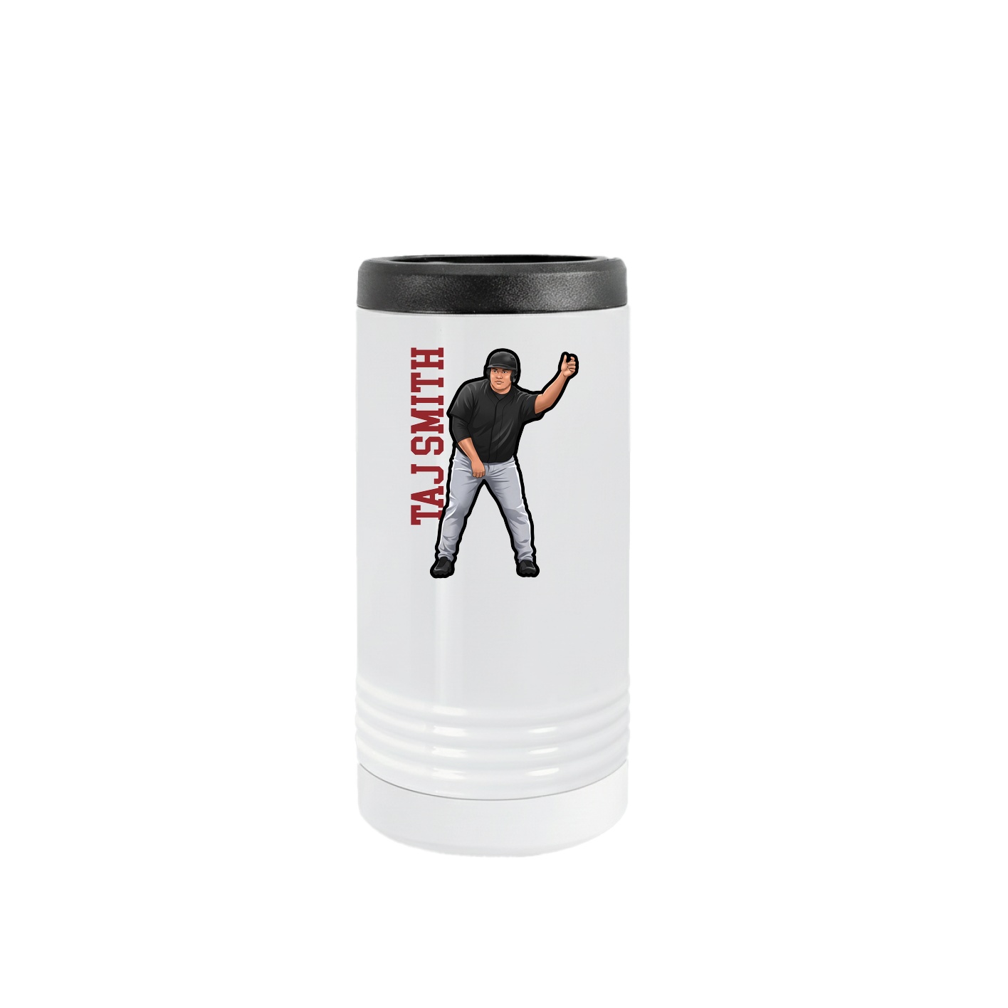 Slim Beverage Holder — Name Vertical in White