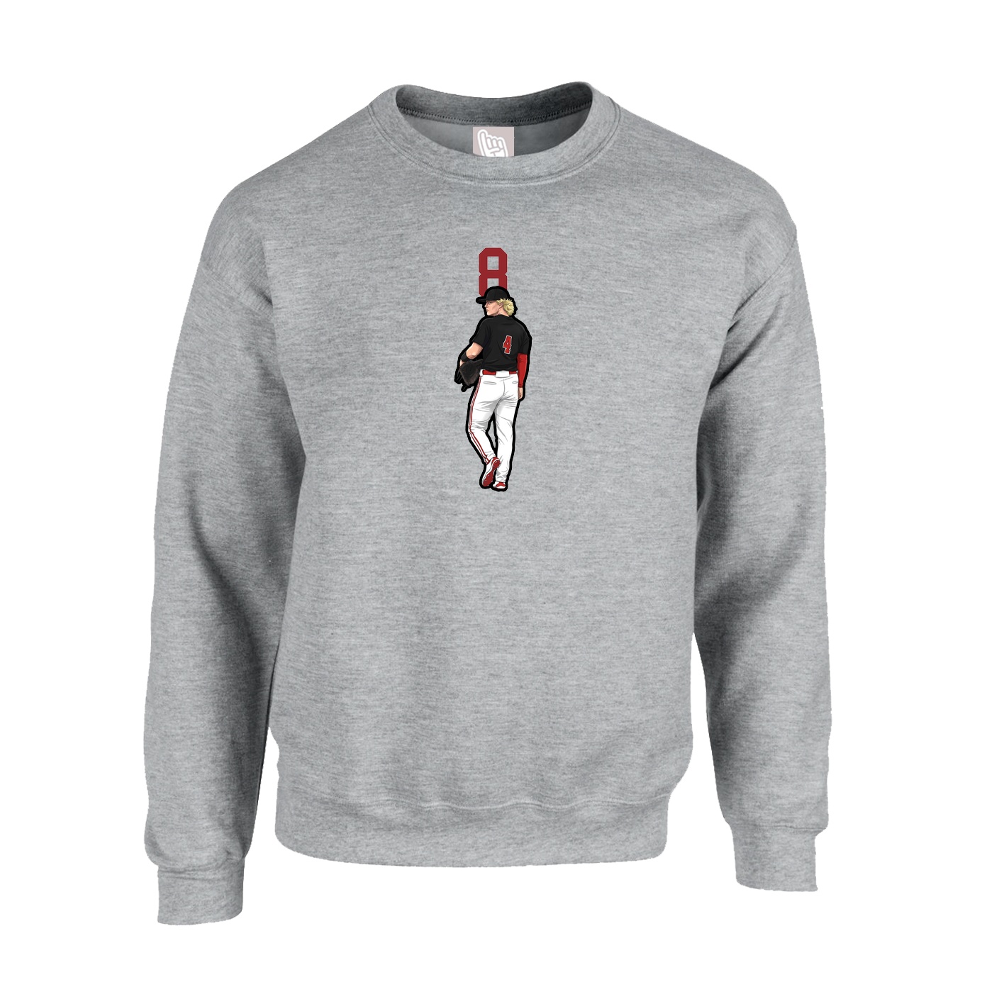 Fleece Crew — Number Top in Grey