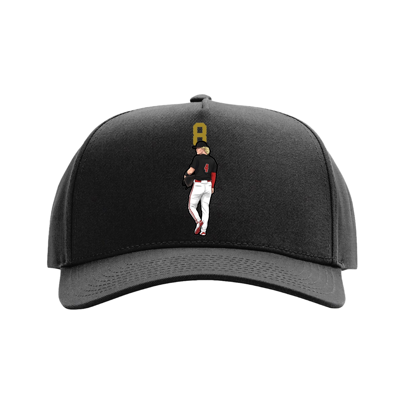 Full Fabric Five-Panel Champ Cap — Number Top in Black