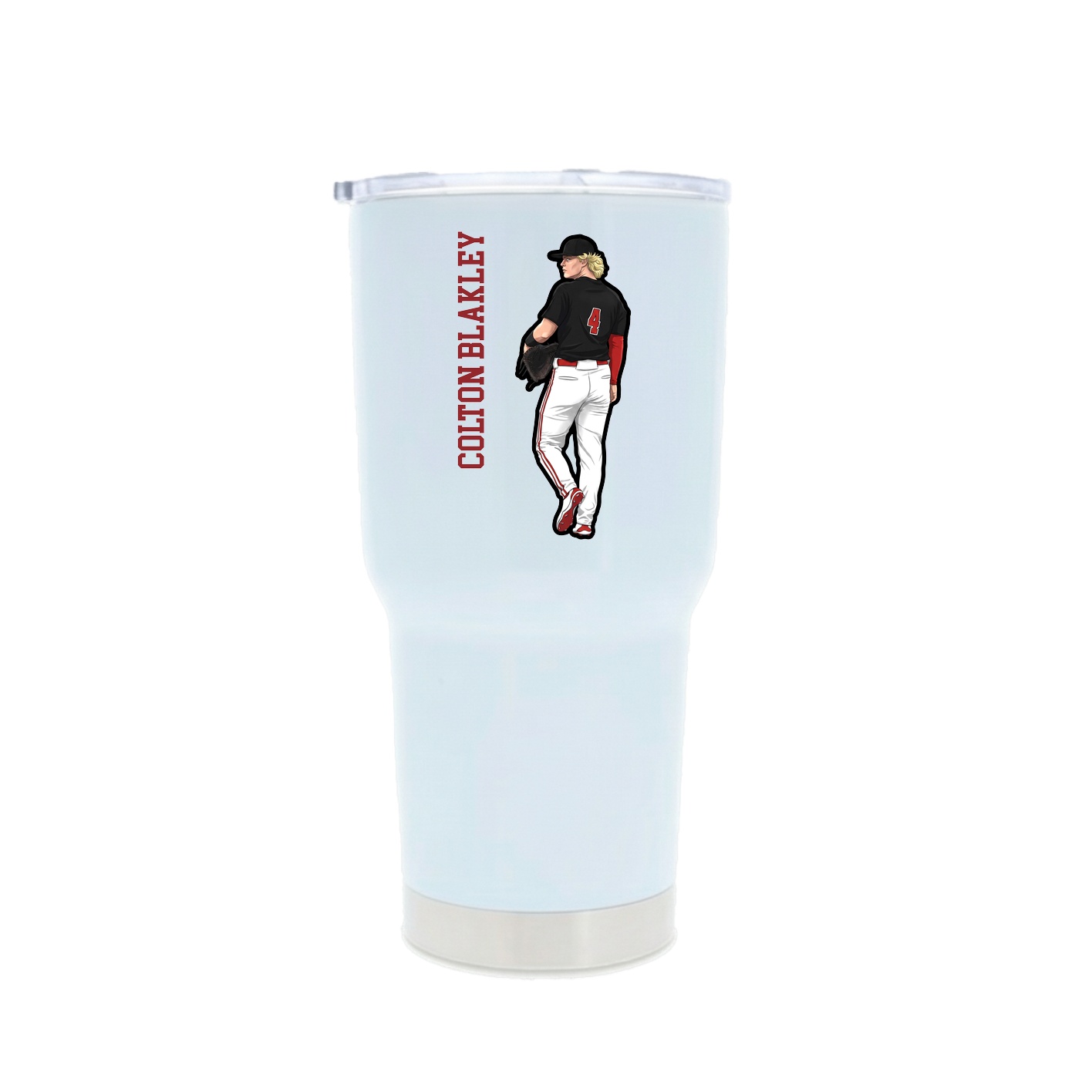30oz Stainless Steel Tumbler — Name Vertical in White