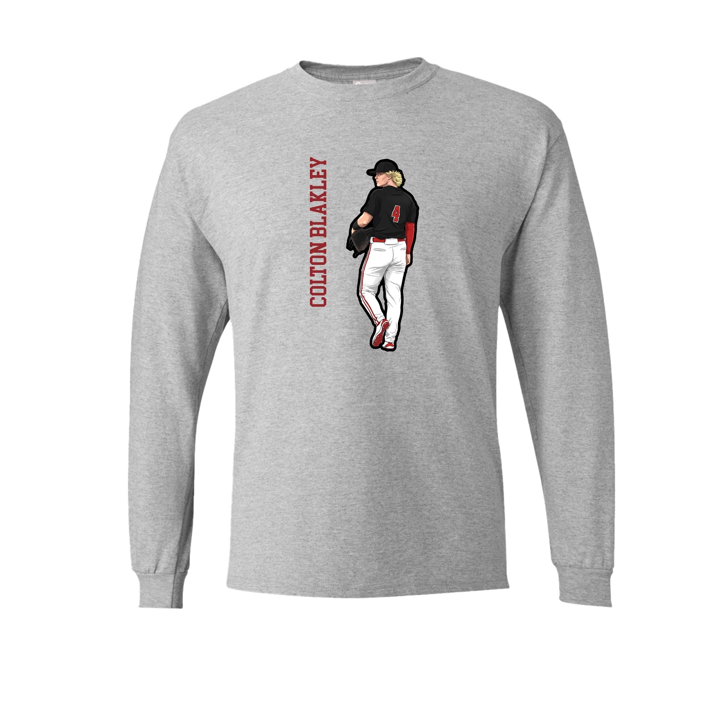 Long Sleeve Tee — Name Vertical in Grey