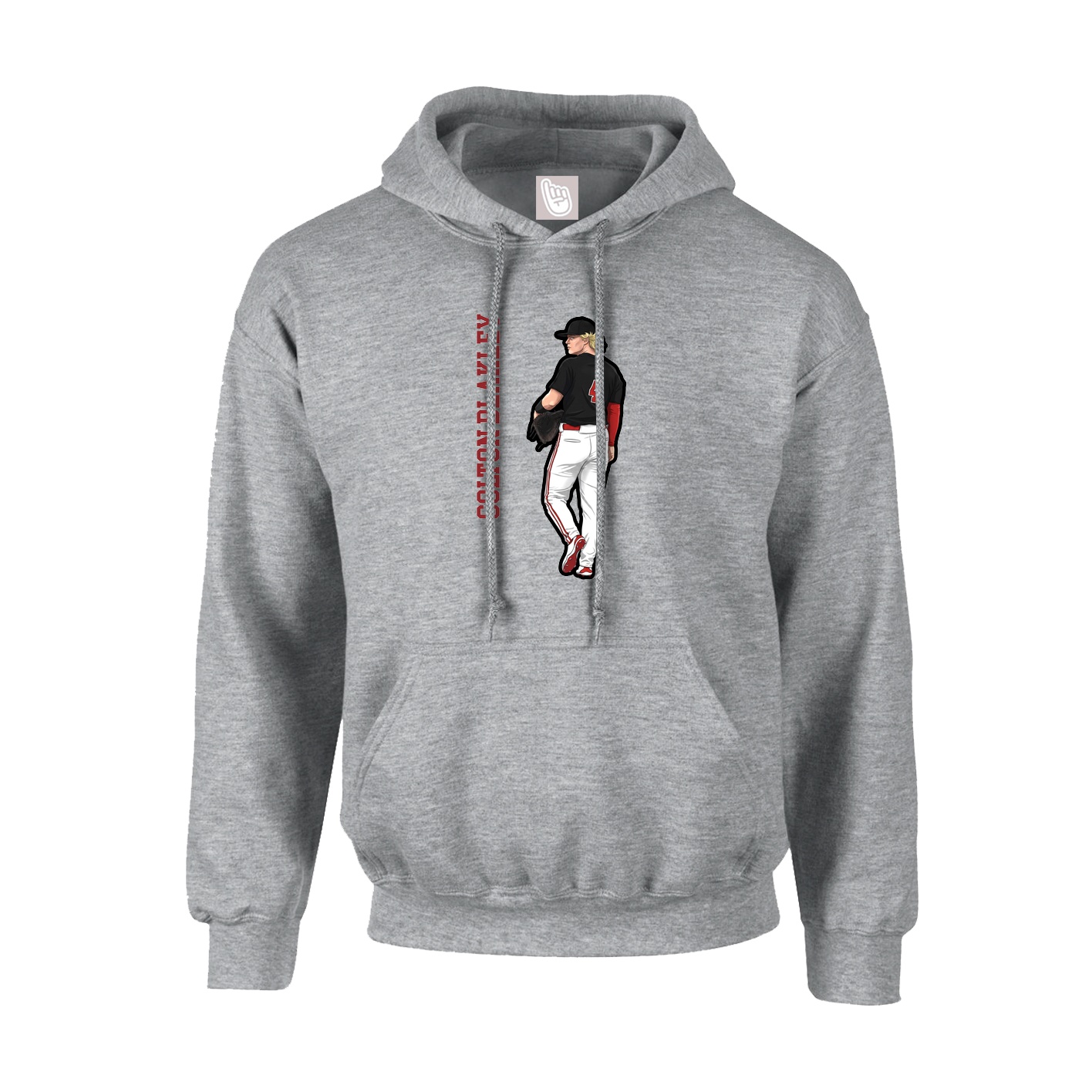 Youth Hoodie — Name Vertical in Grey