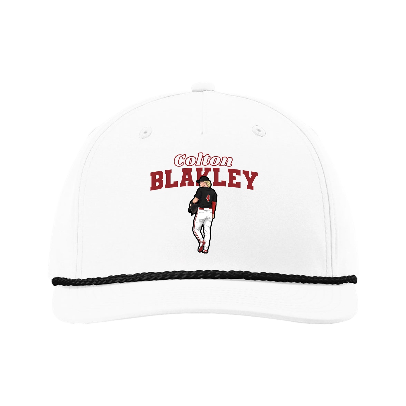 Five-Panel Classic Rope Cap — Name Arch in White