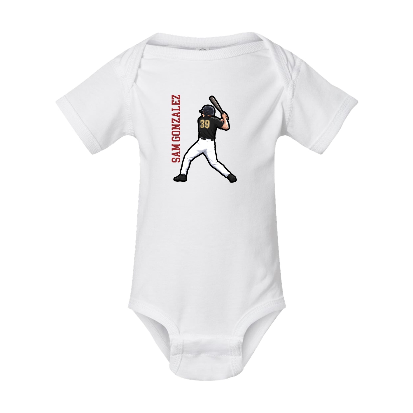 Baby Onesie — Name Vertical in White