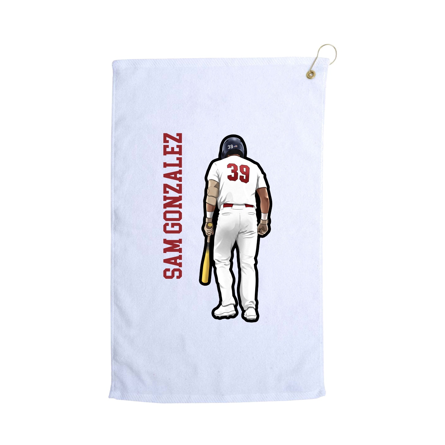 Golf Towel — Name Vertical in White