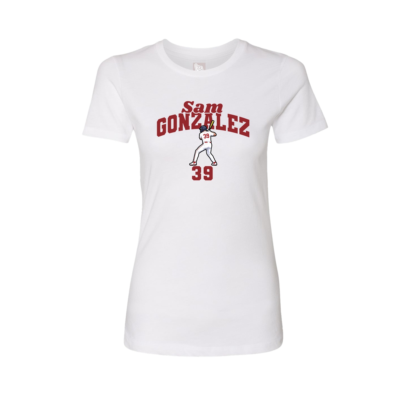 Fitted Women's Tee — Signature Arch in White