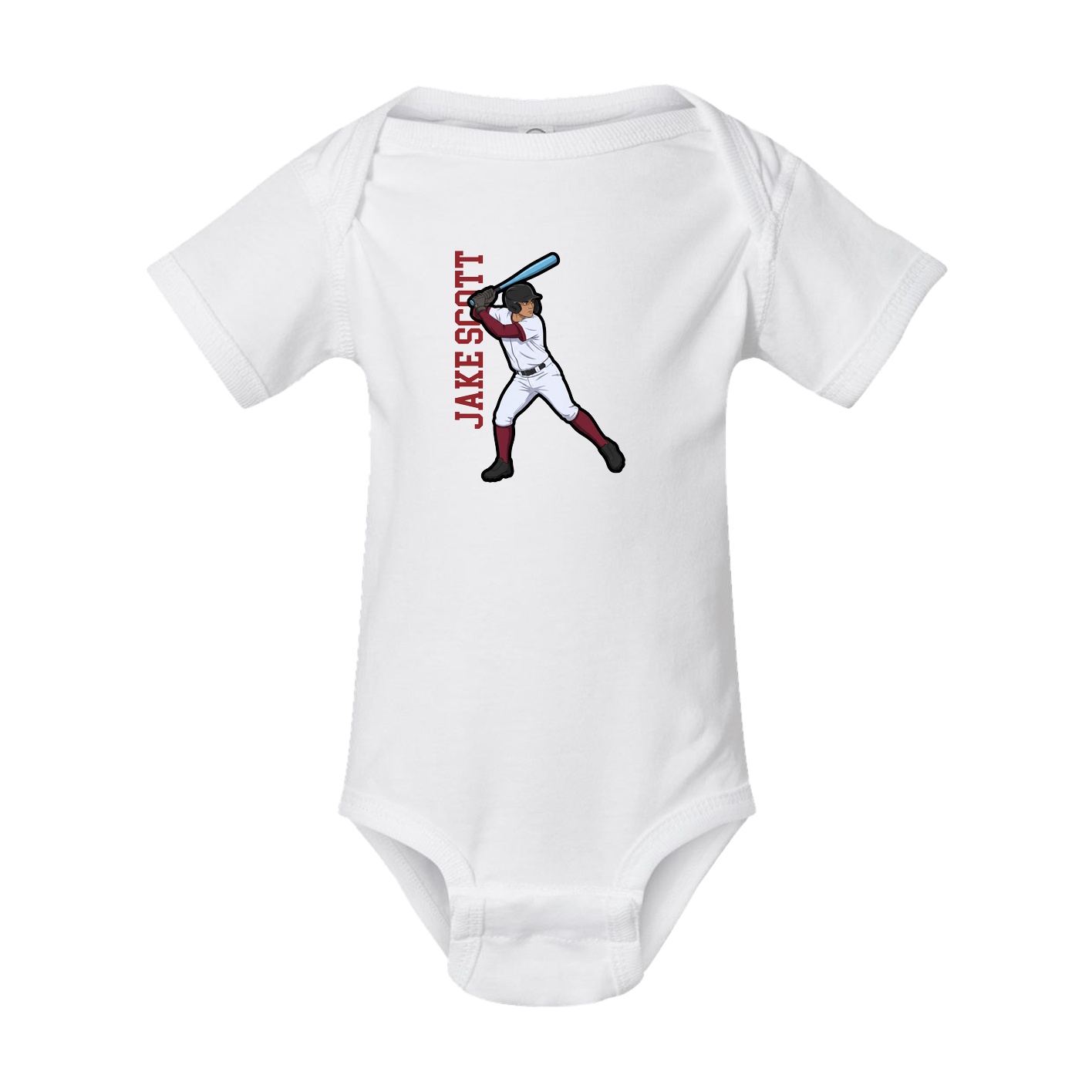 Baby Onesie — Name Vertical in White