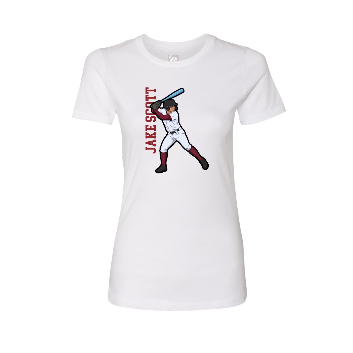 Fitted Women's Tee — Name Vertical in White