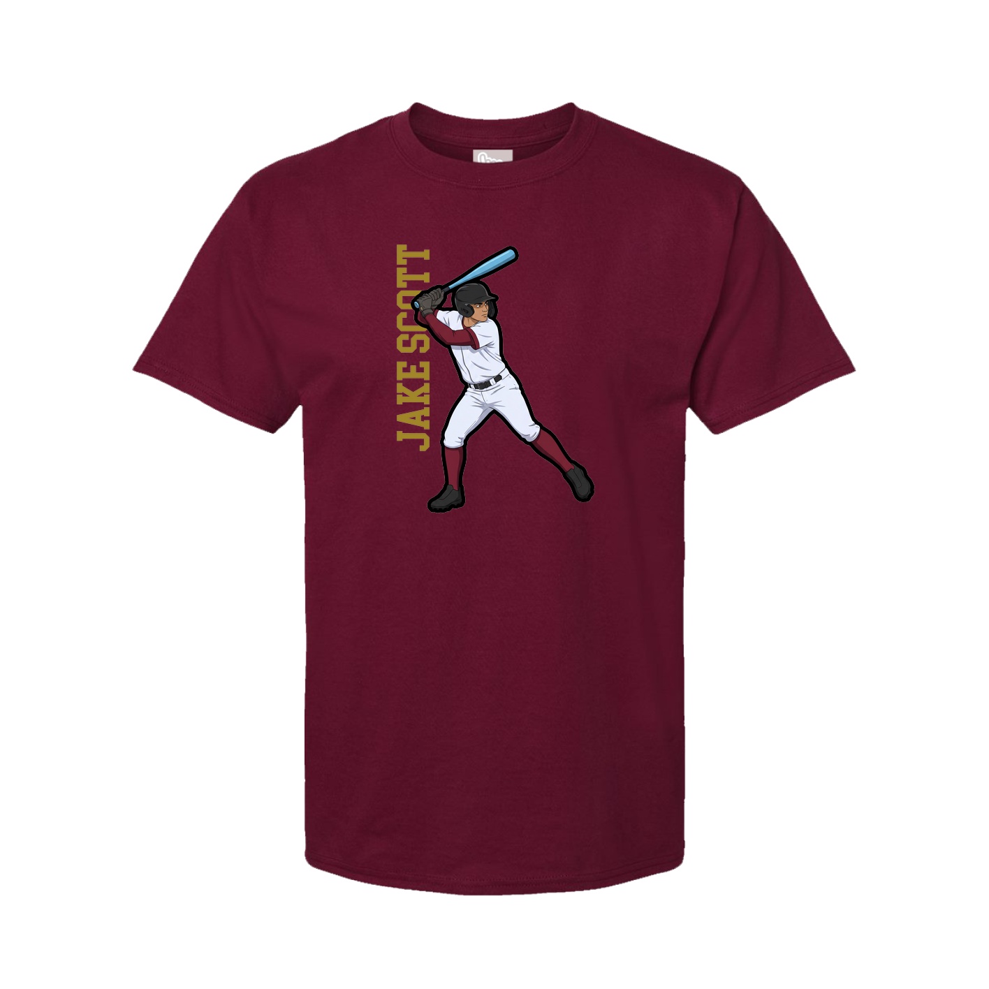 Youth Tee — Name Vertical in Cardinal