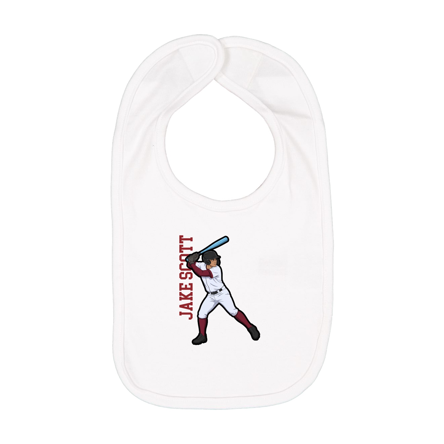 Infant Bib — Name Vertical in White