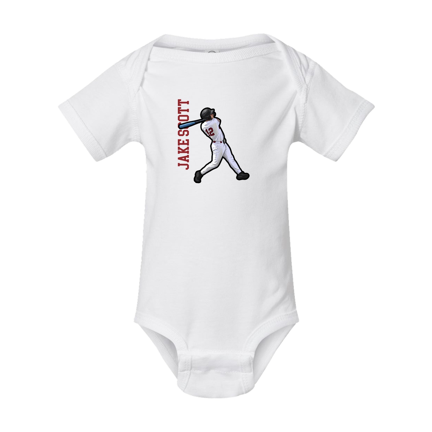 Baby Onesie — Name Vertical in White