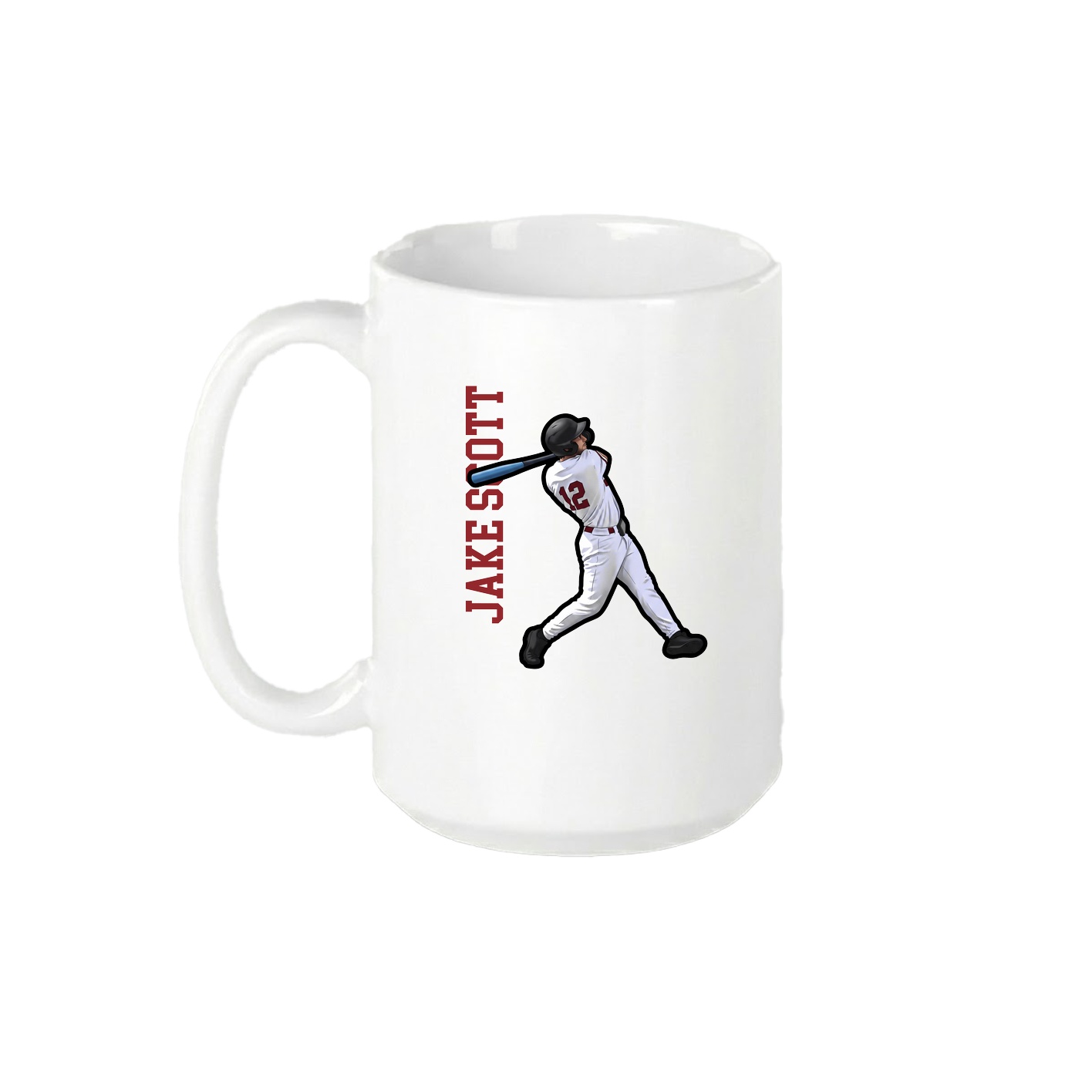 15oz Coffee Mug — Name Vertical in White