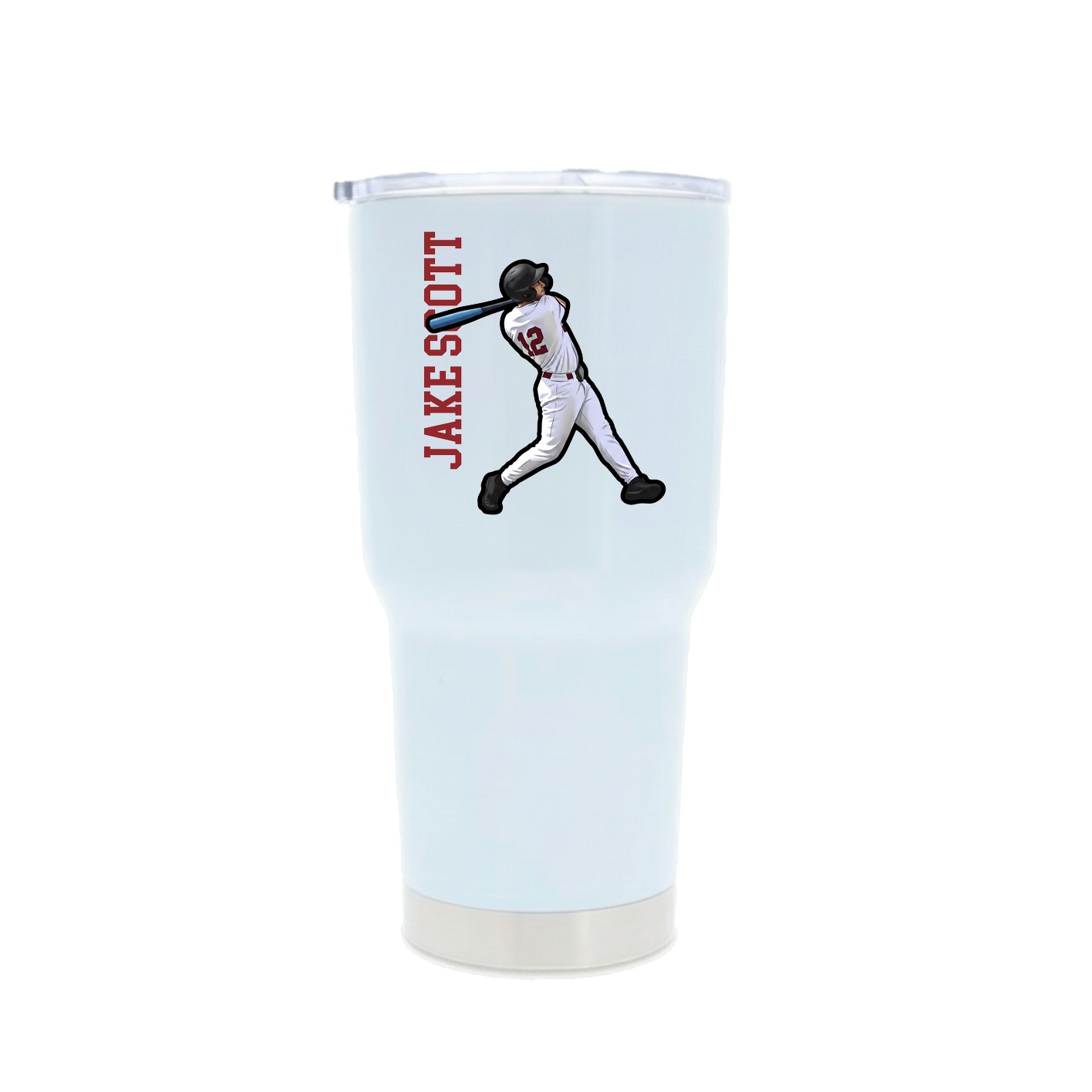 30oz Stainless Steel Tumbler — Name Vertical in White