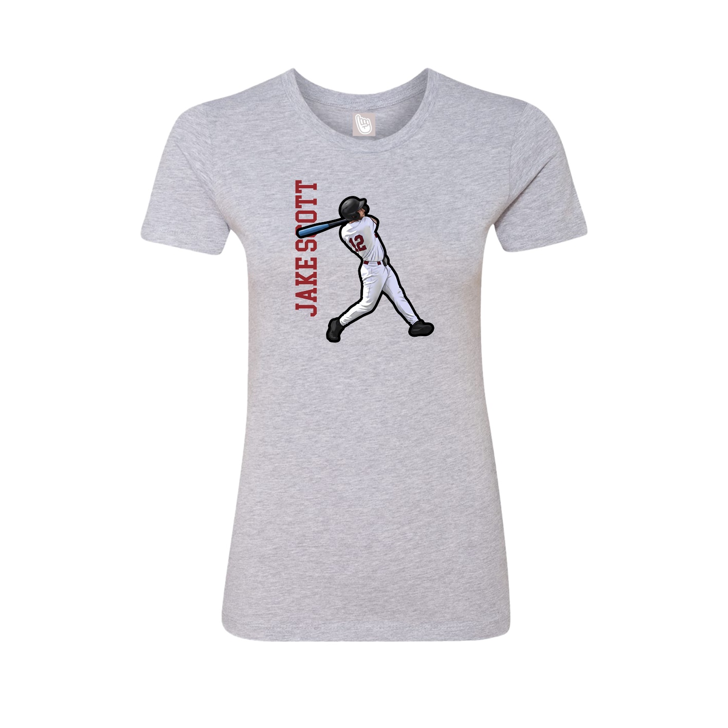 Fitted Women's Tee — Name Vertical in Grey