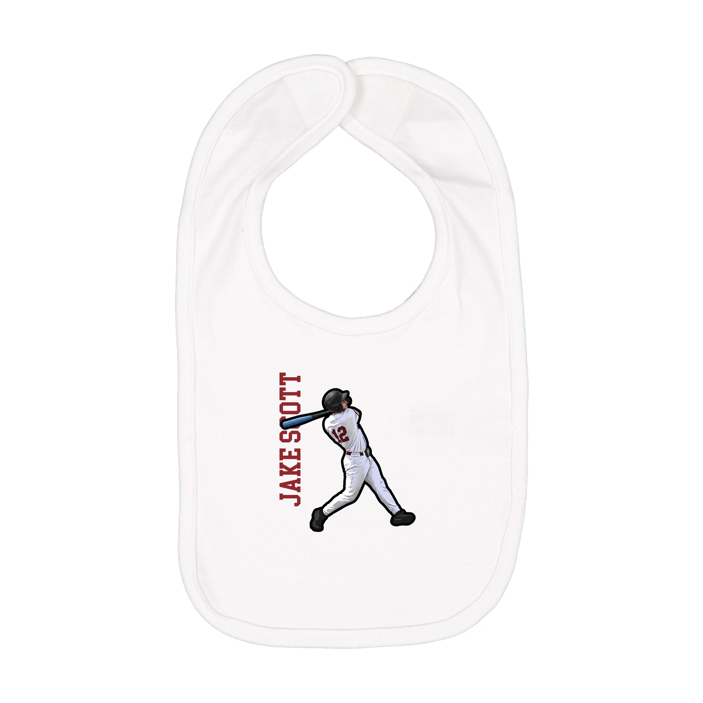 Infant Bib — Name Vertical in White