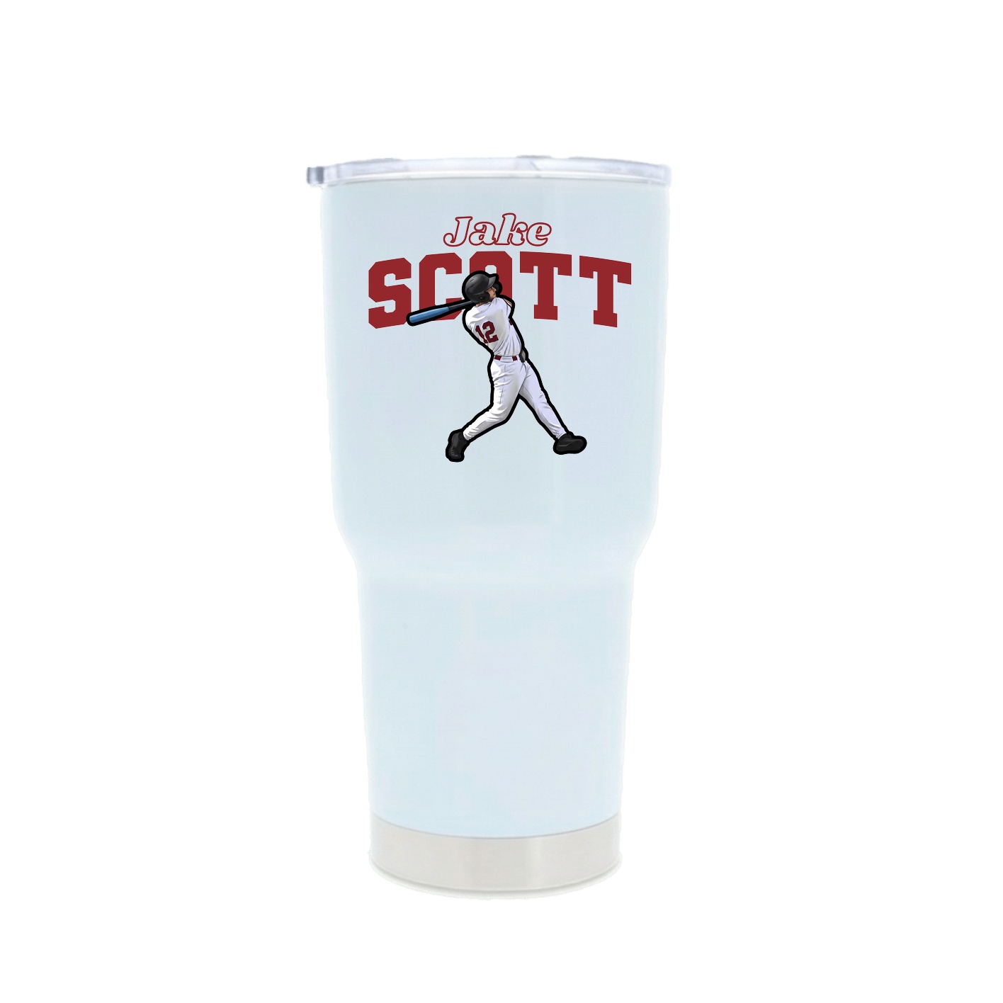 30oz Stainless Steel Tumbler — Name Arch in White
