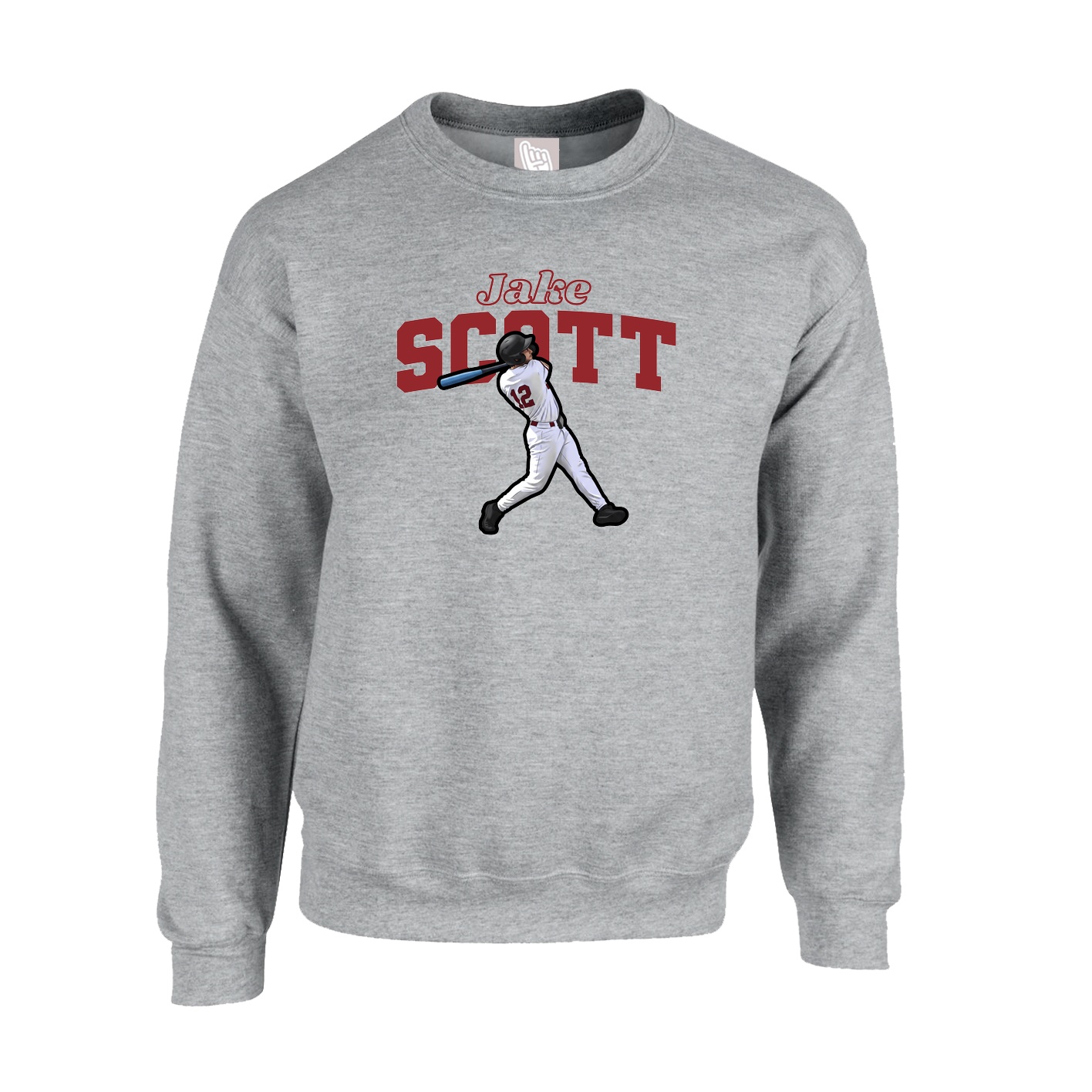 Fleece Crew — Name Arch in Grey