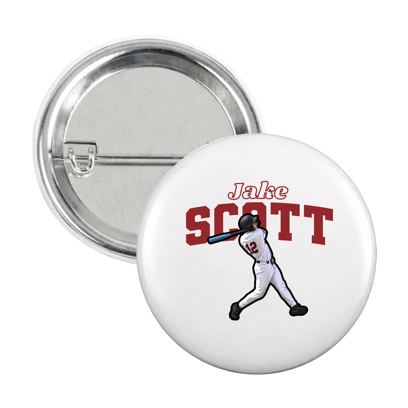 Game Day Button — Name Arch in White