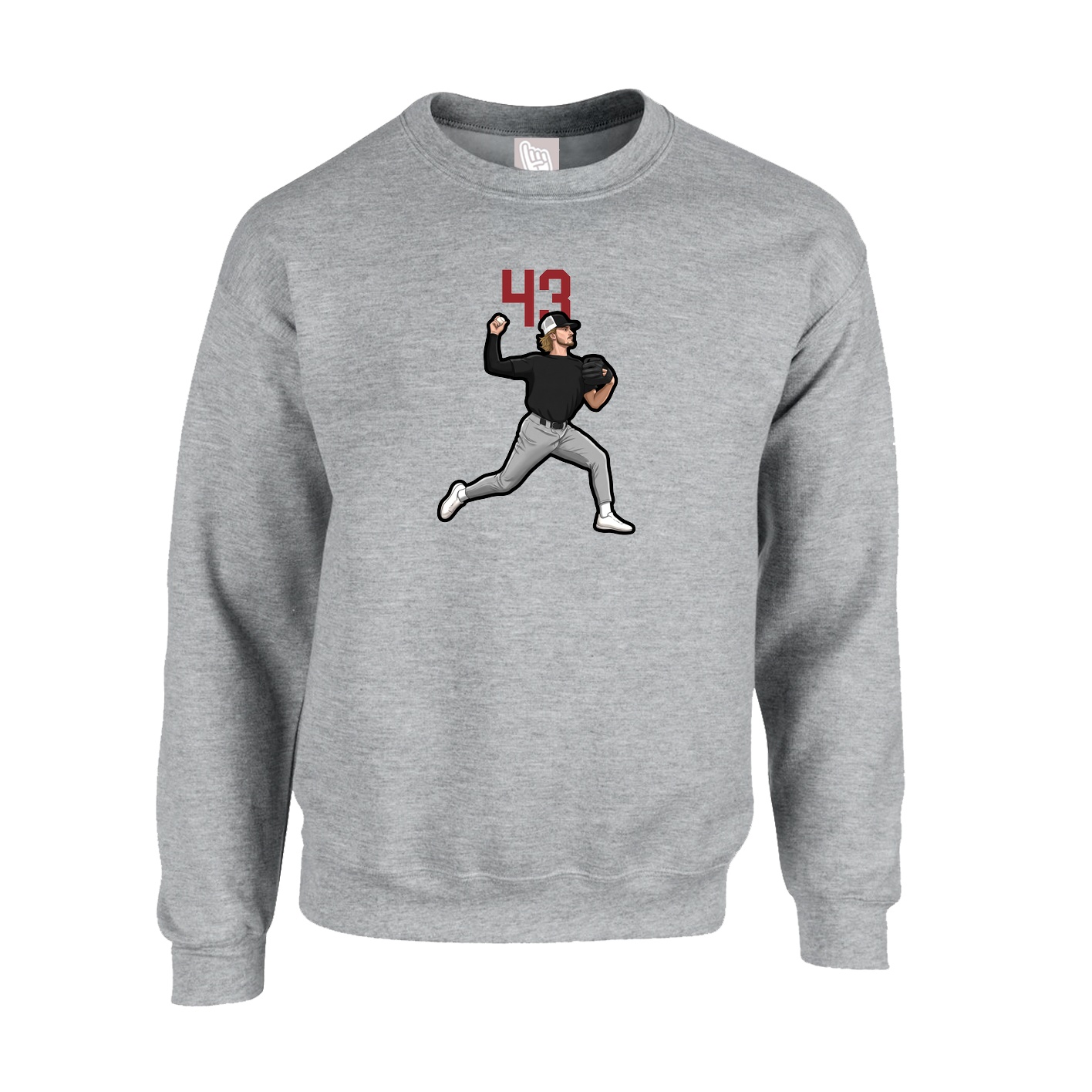 Fleece Crew — Number Top in Grey