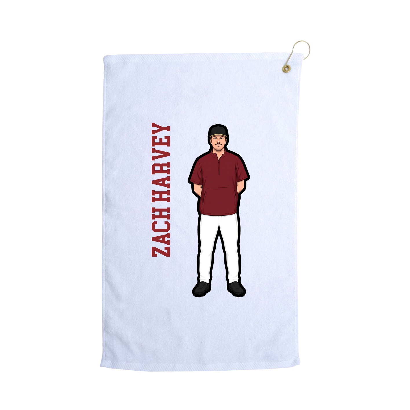 Golf Towel — Name Vertical in White