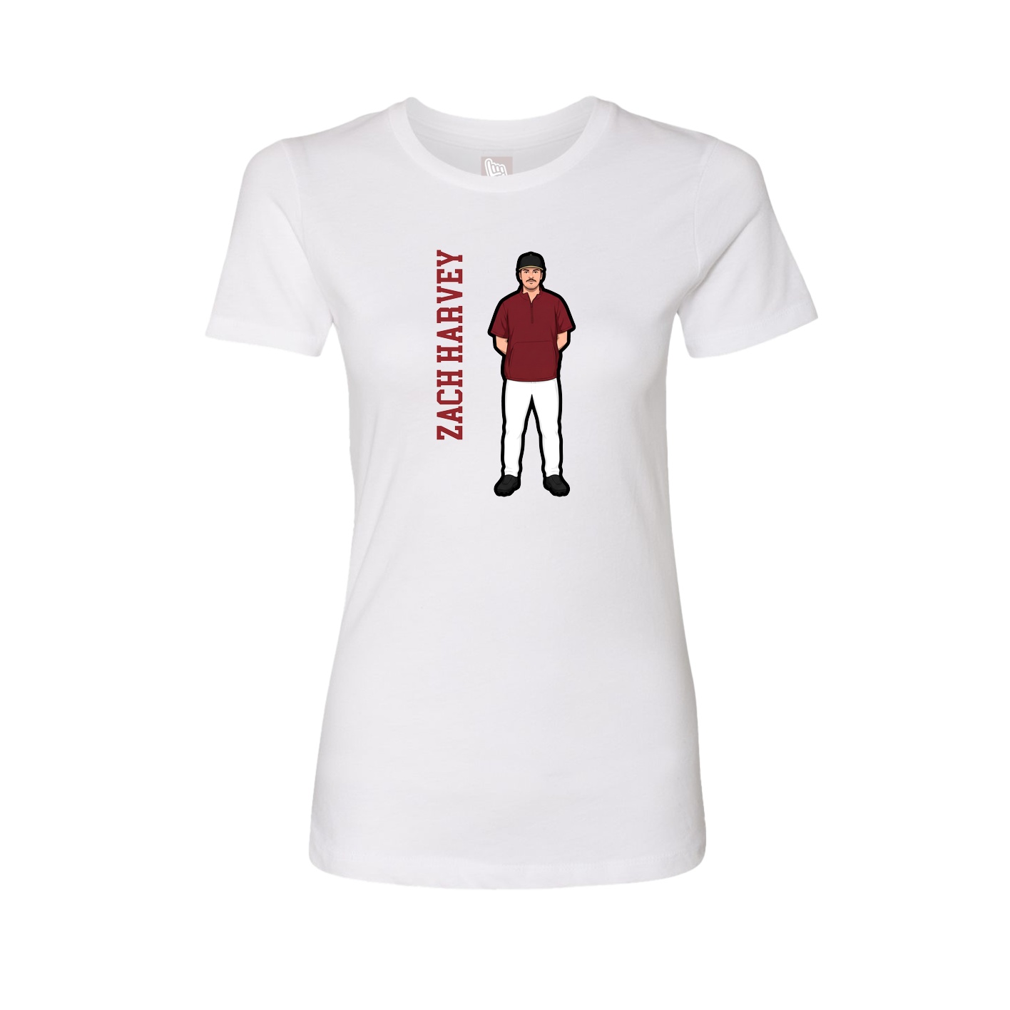 Fitted Women's Tee — Name Vertical in White