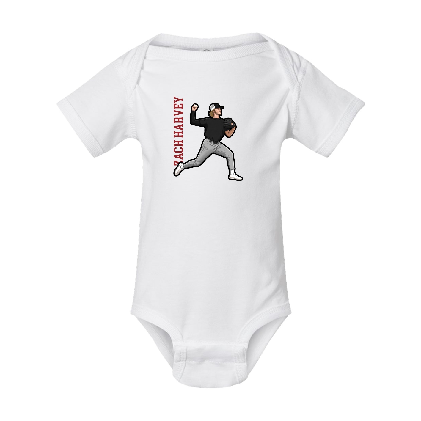 Baby Onesie — Name Vertical in White