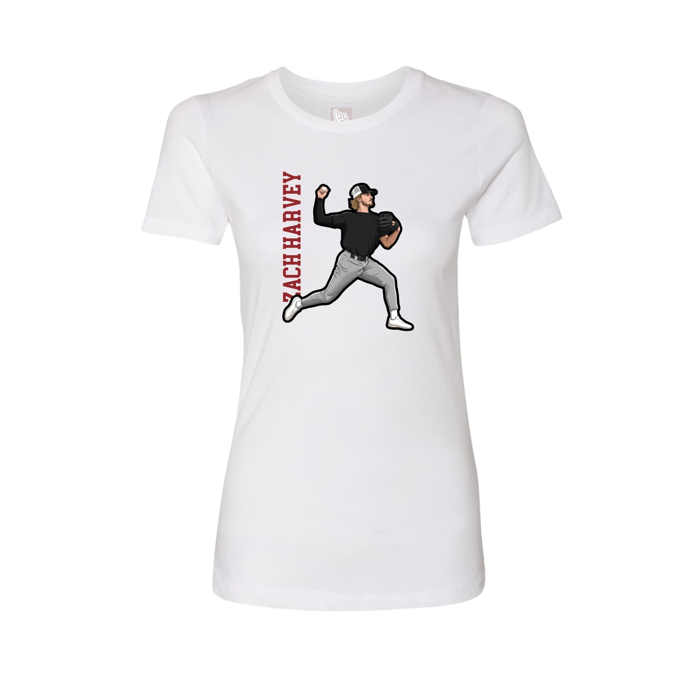 Fitted Women's Tee — Name Vertical in White