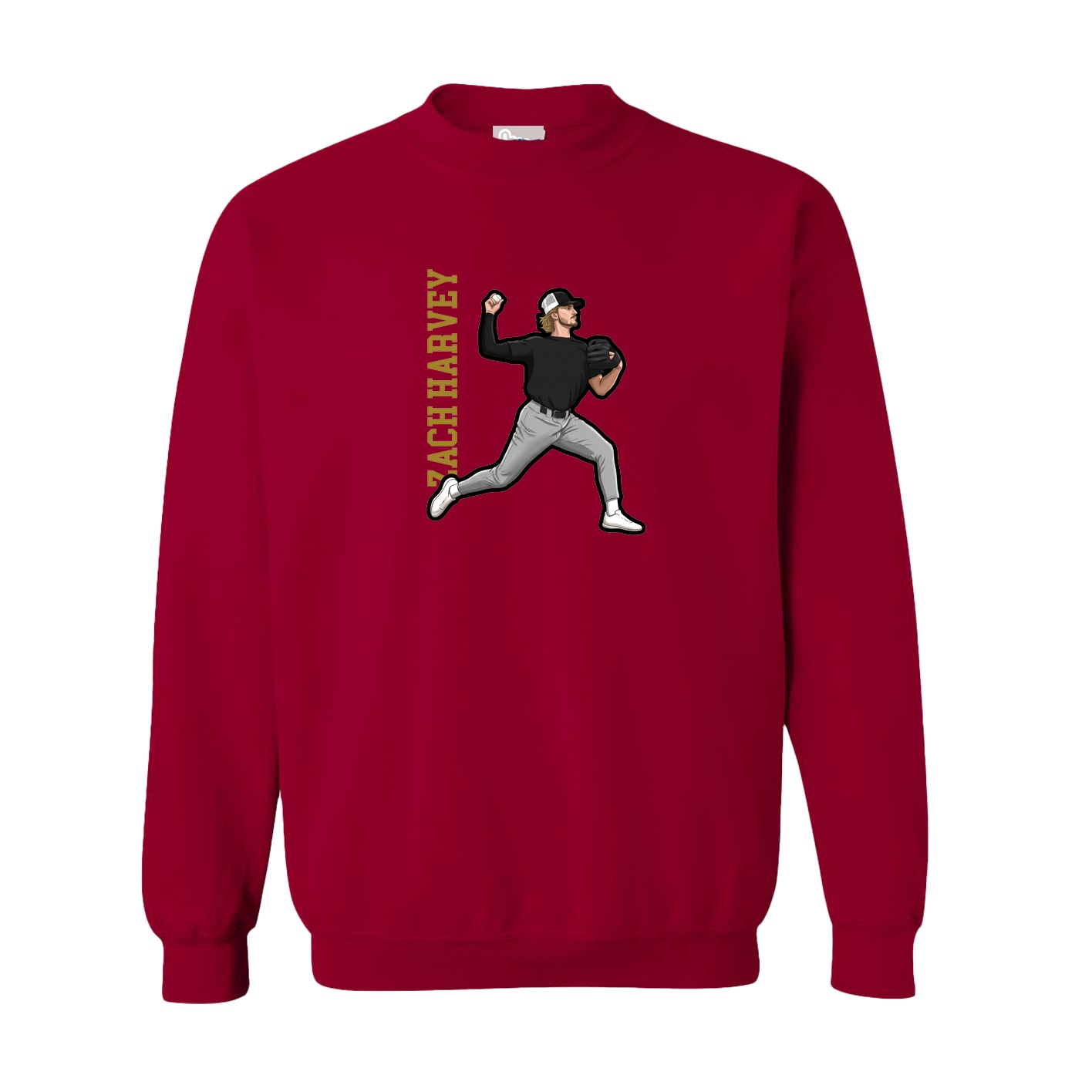 Fleece Crew — Name Vertical in Cardinal