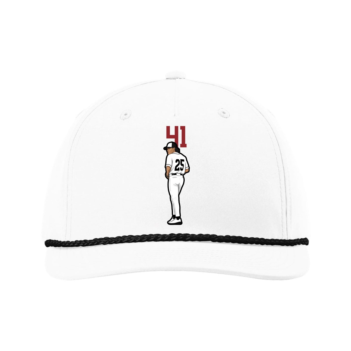 Five-Panel Classic Rope Cap — Number Top in White