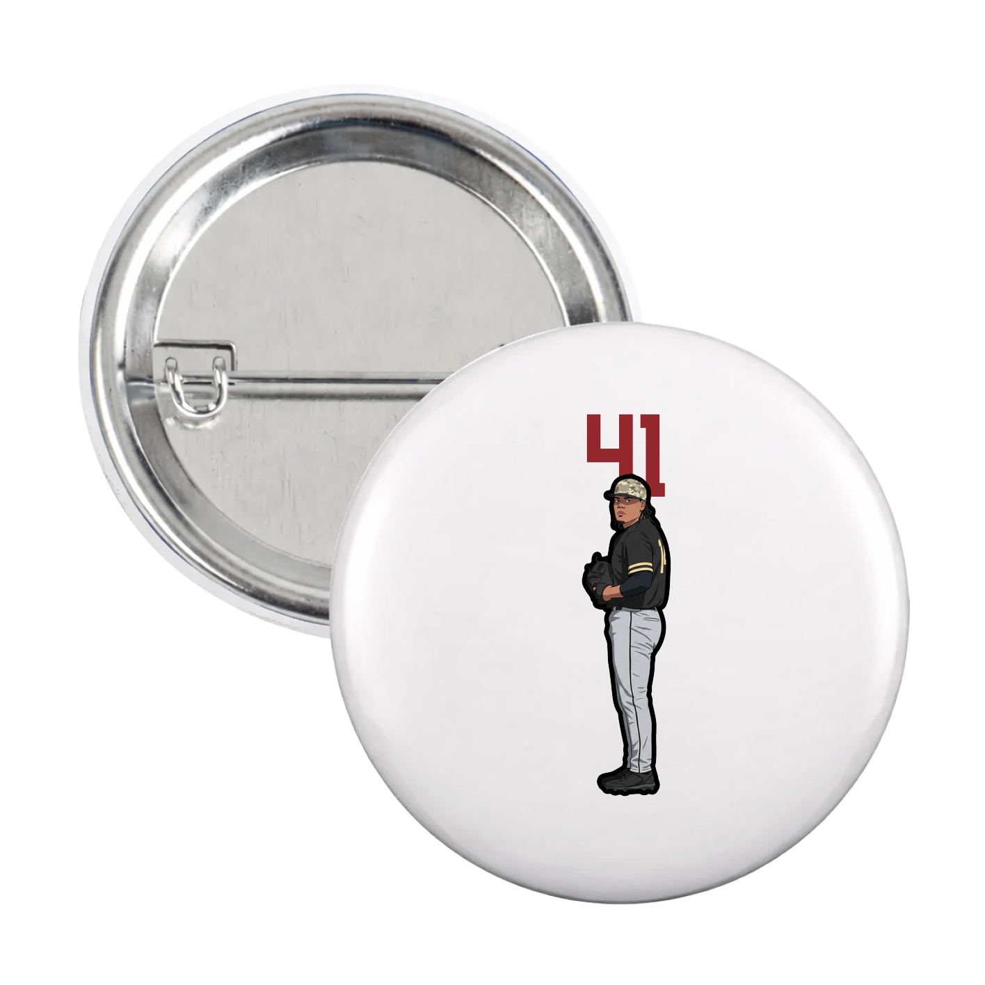 Game Day Button — Number Top in White
