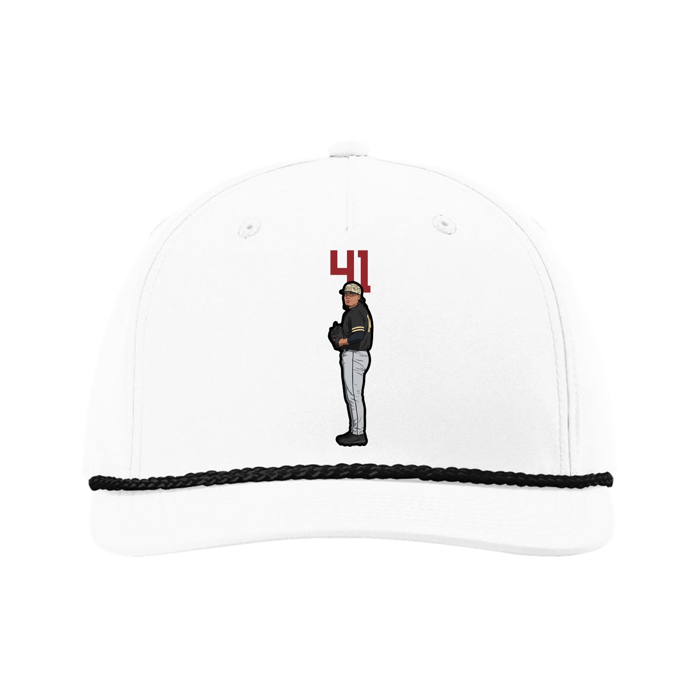 Five-Panel Classic Rope Cap — Number Top in White