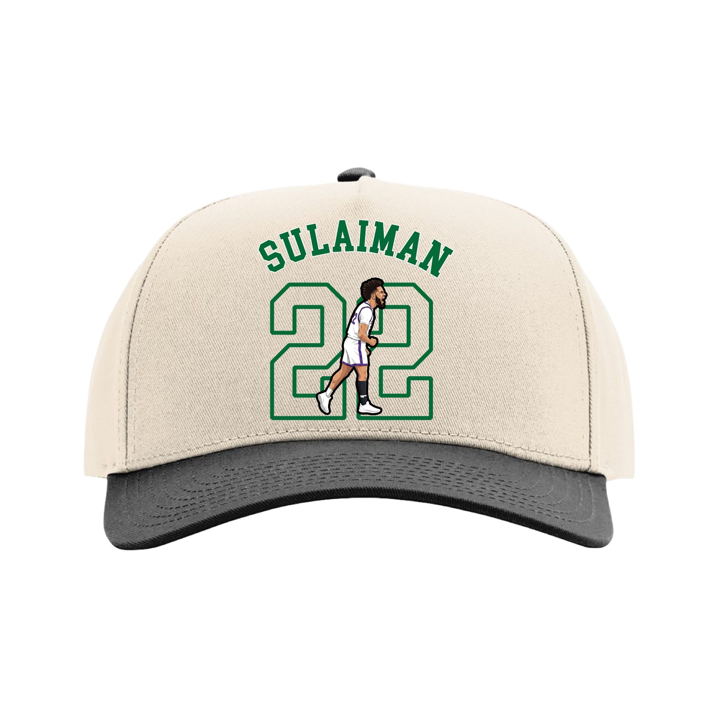 Full Fabric Five-Panel Champ Cap — Shirsey Arch in Cream/Black