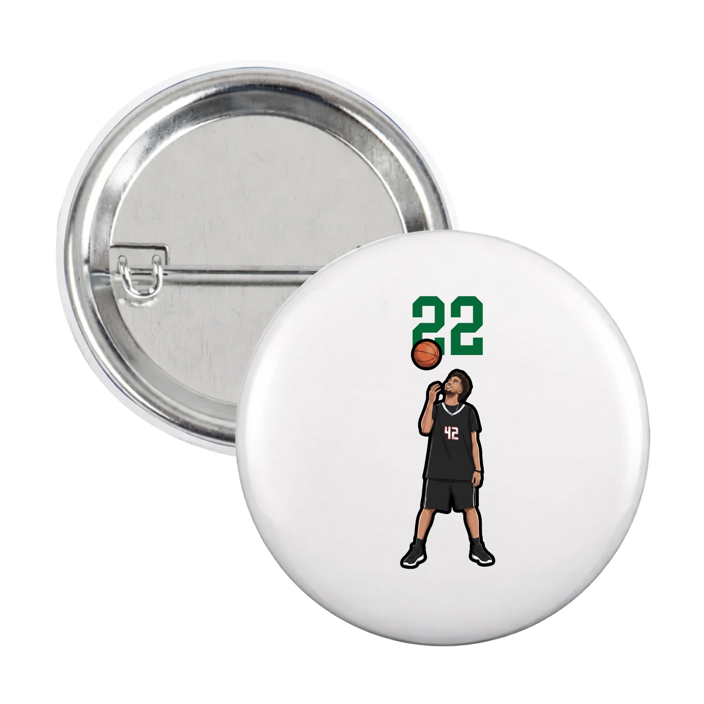 Game Day Button — Number Top in White