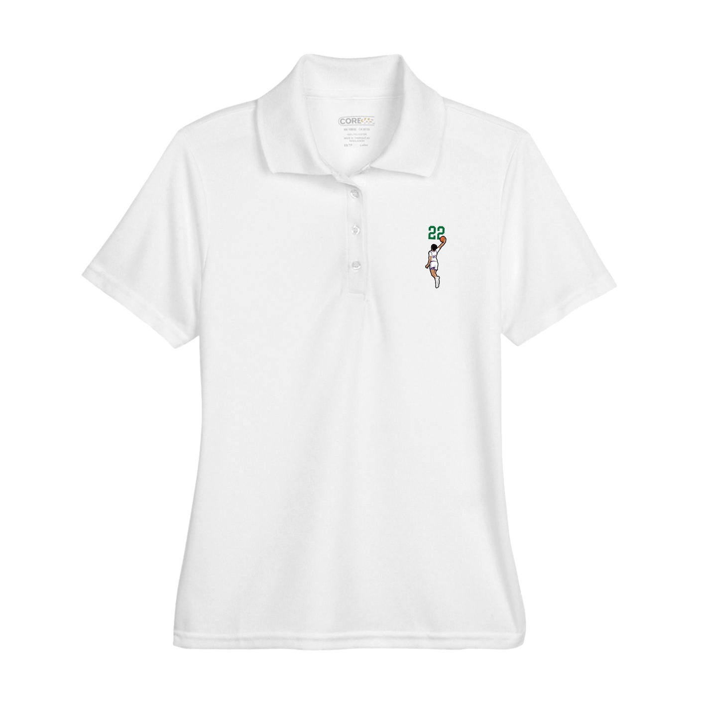 Womens Performance Polo — Number Top in White