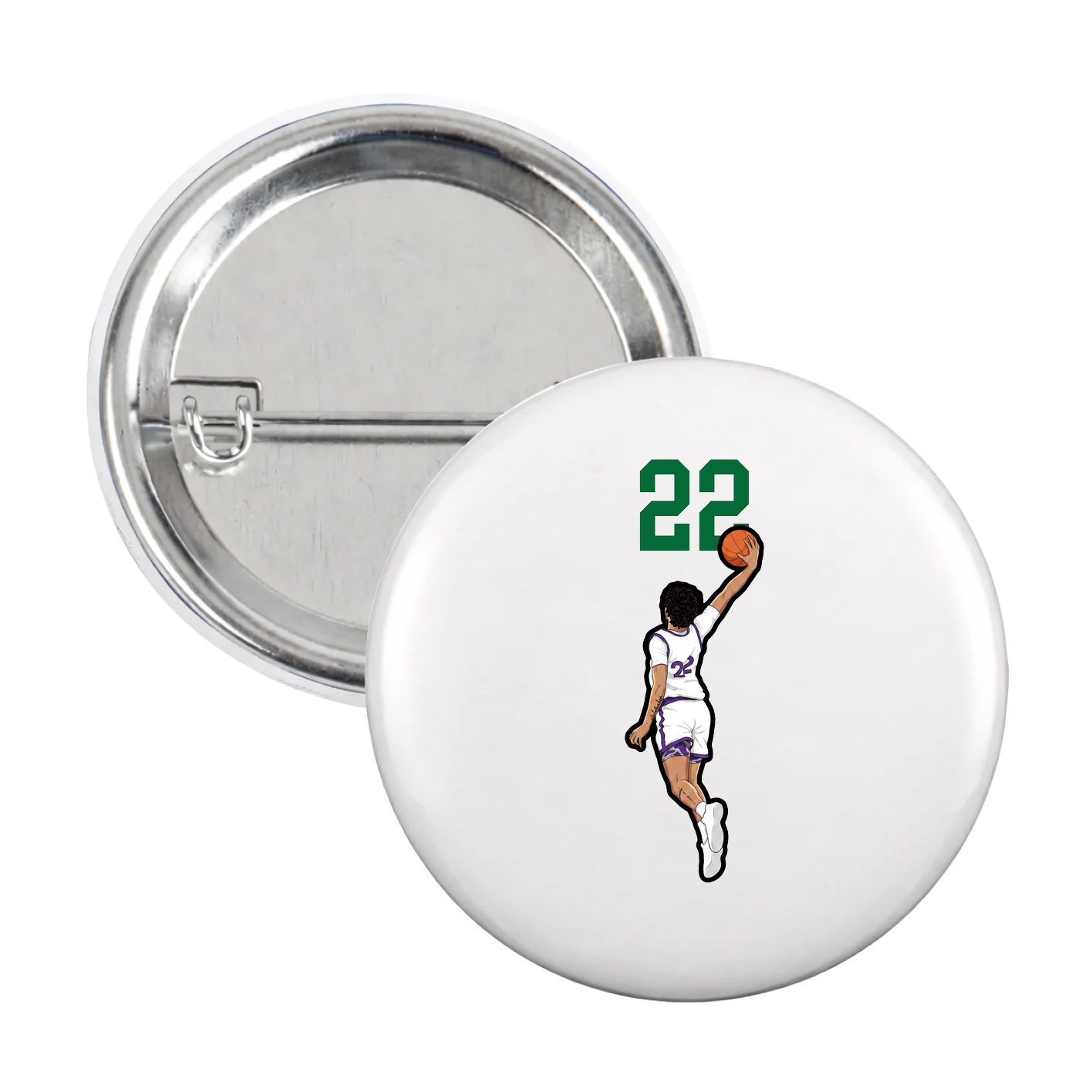 Game Day Button — Number Top in White