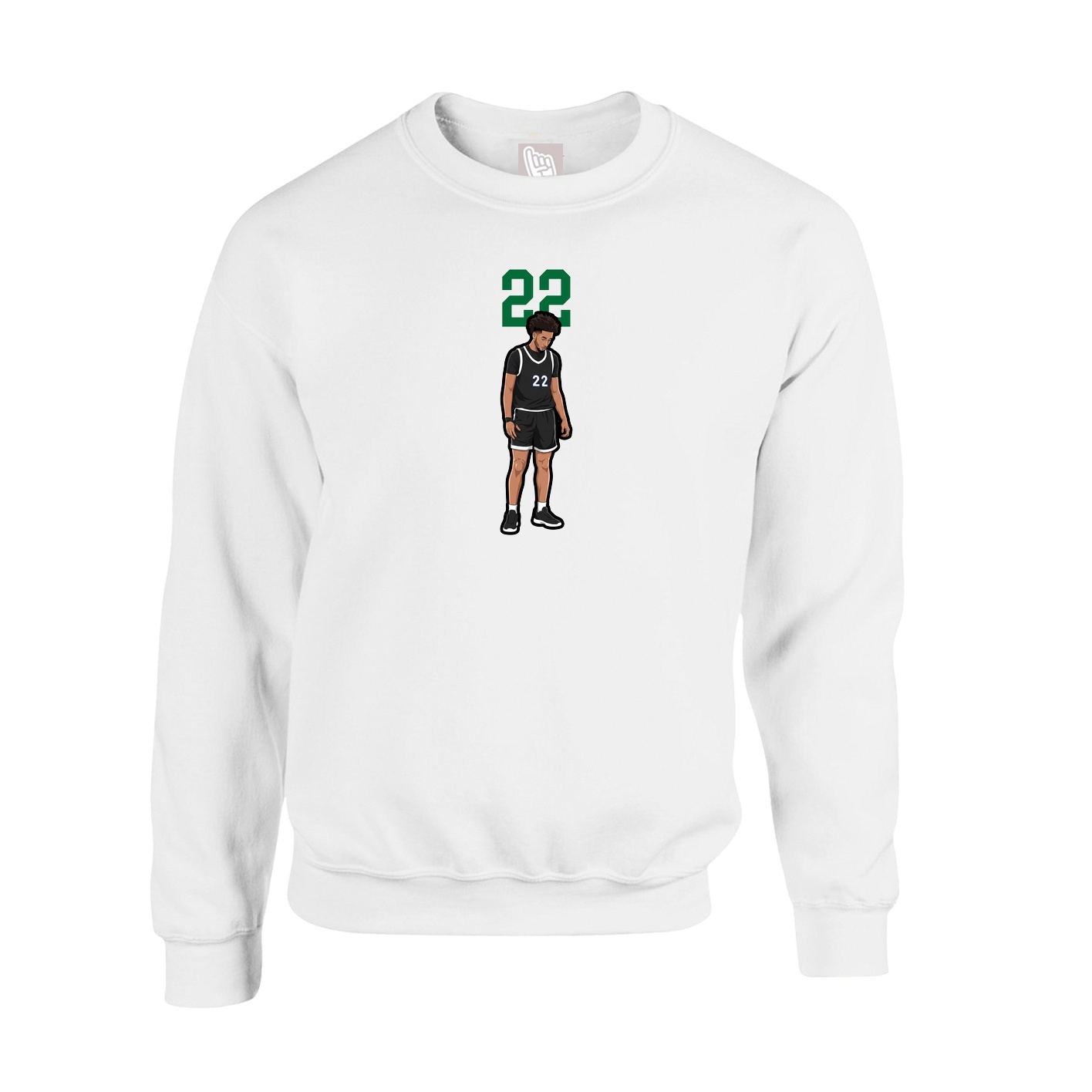 Fleece Crew — Number Top in White