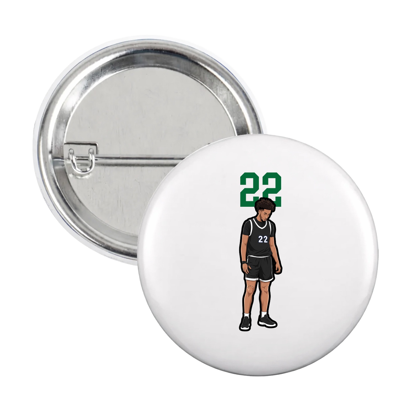 Game Day Button — Number Top in White