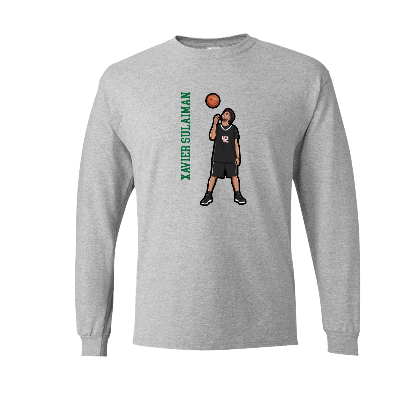 Long Sleeve Tee — Name Vertical in Grey