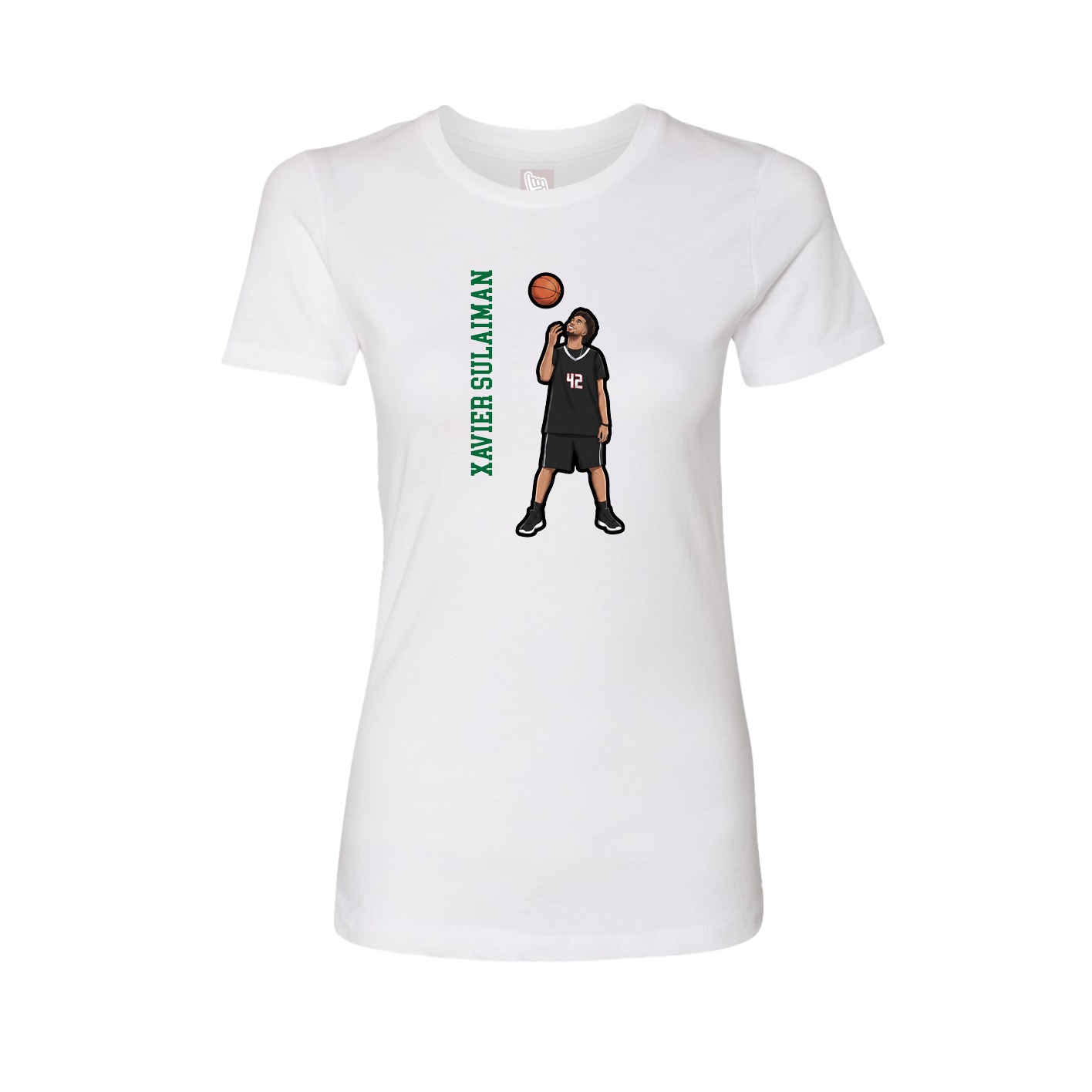 Womens Tee — Name Vertical in White