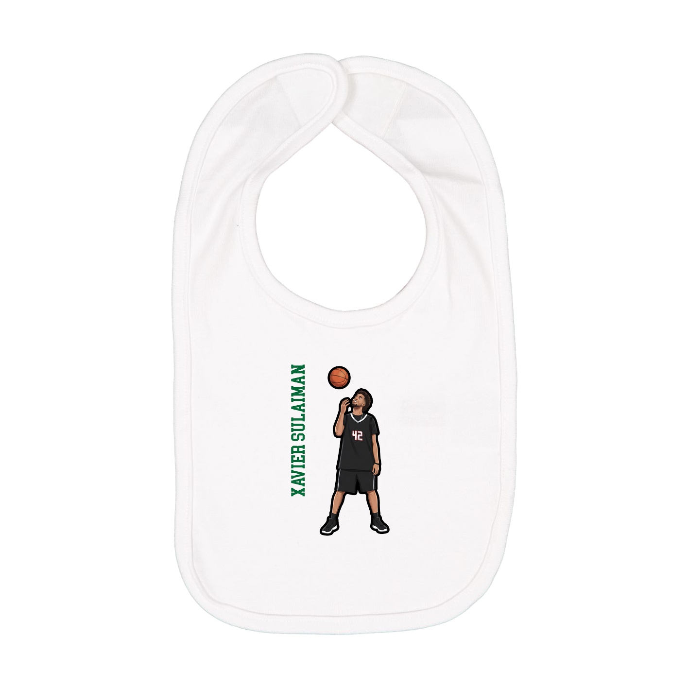 Infant Bib — Name Vertical in White